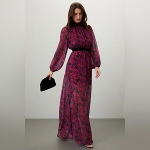 LDT Brooke Elegant Floral Purple Maxi Dress